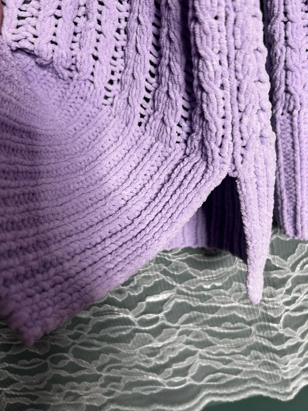 Aerie Lavender Cable Knit Quarter Zip Sweater XL Cozy Oversized Pullover